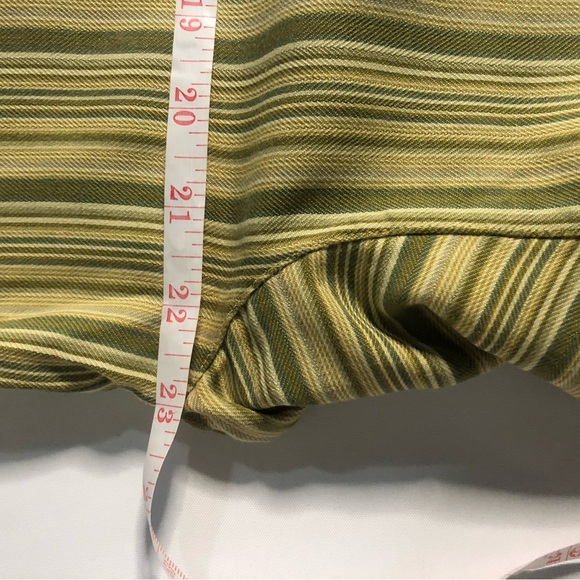 Joseph feiss silk button up dress shirt yellow with green strips mens size large - Picture 9 of 12